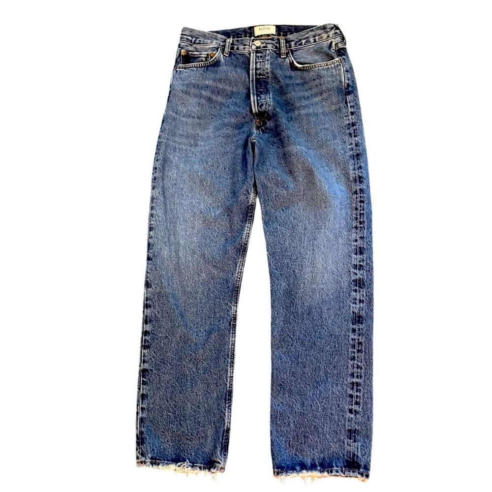 AGOLDE 90s Pinch Waist Straight Leg High Rise Medium Blue Denim Jeans Size 30 - Picture 3 of 12